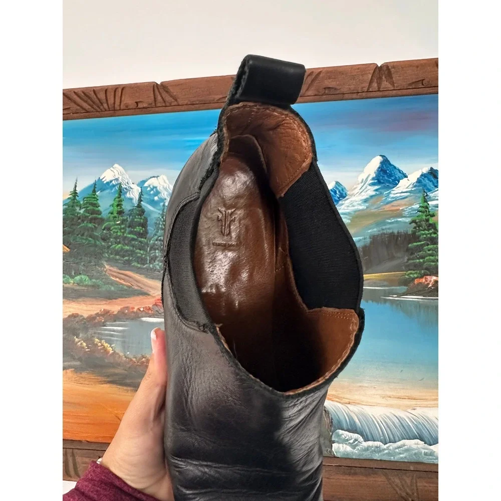 Frye Carson Black Leather Chelsea Ankle Boots 10M Women 3471586